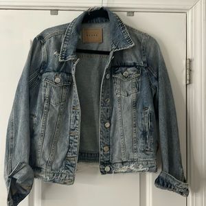 Blank NYC Denim, Distressed, side red zippers. Size S